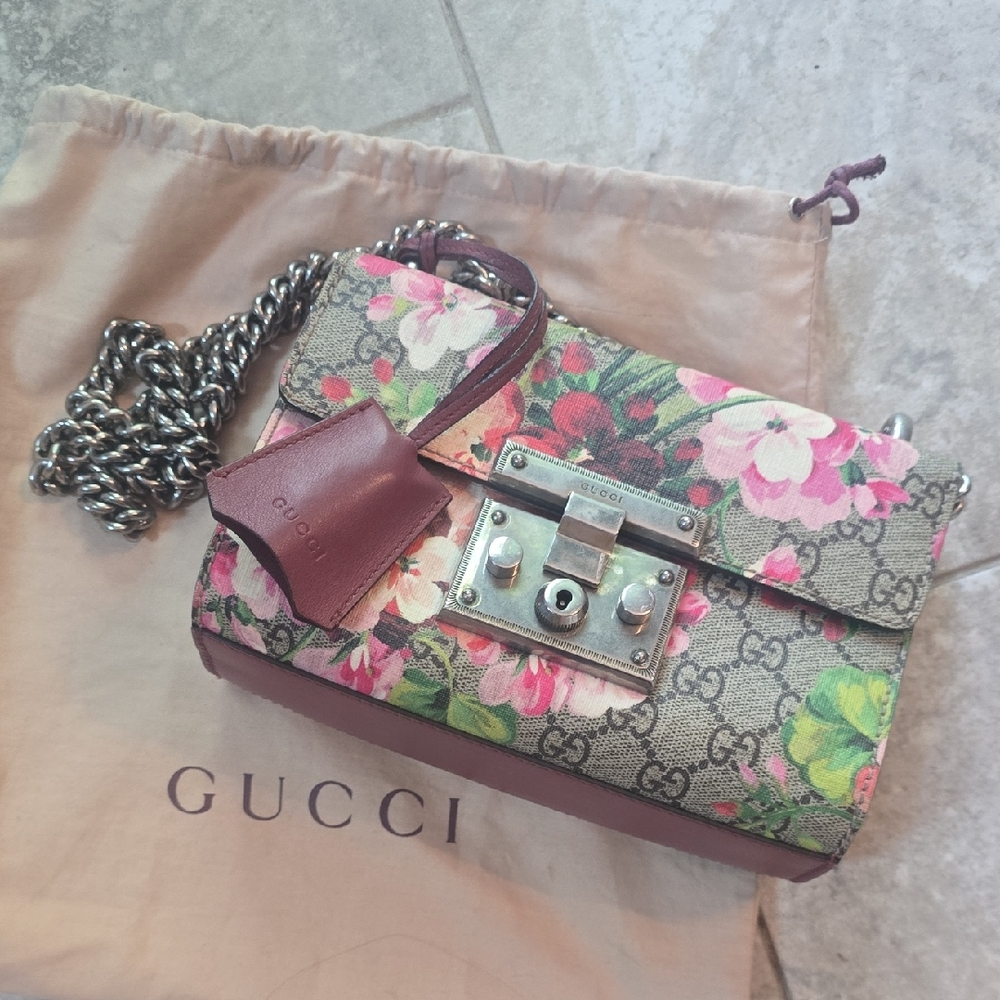 Gucci Floral Crossbody Bag - Pink and Green